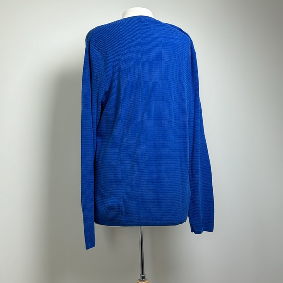 Vince Men’s Cobalt Blue Long Sleeve Thermal Waffle Knit TShirt, L - Picture 2 of 5